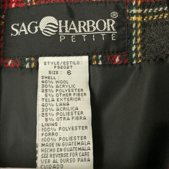 Sag Harbor Red and Black Plaid Blazer Women’s Size 6 P - Picture 3 of 8